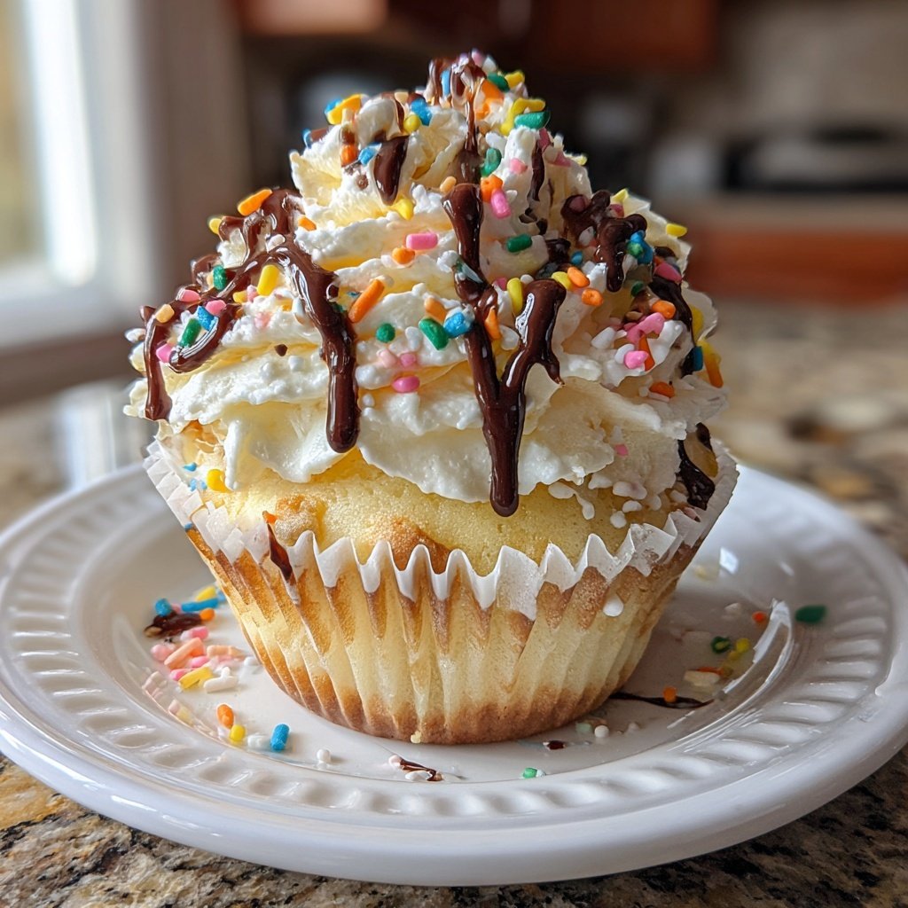 Banana Split Cupcake Creation