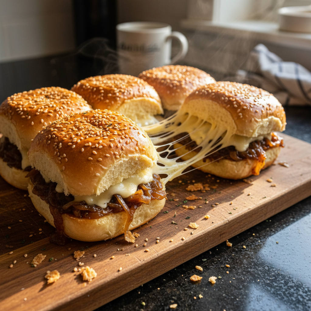 Caramelized Onion and Swiss Sliders
