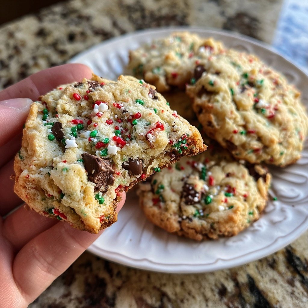 Christmas Sprinkle Chocolate Chip Cookies for Gifting