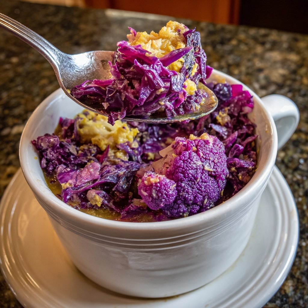 Red Cabbage Cauliflower Coconut Dhal