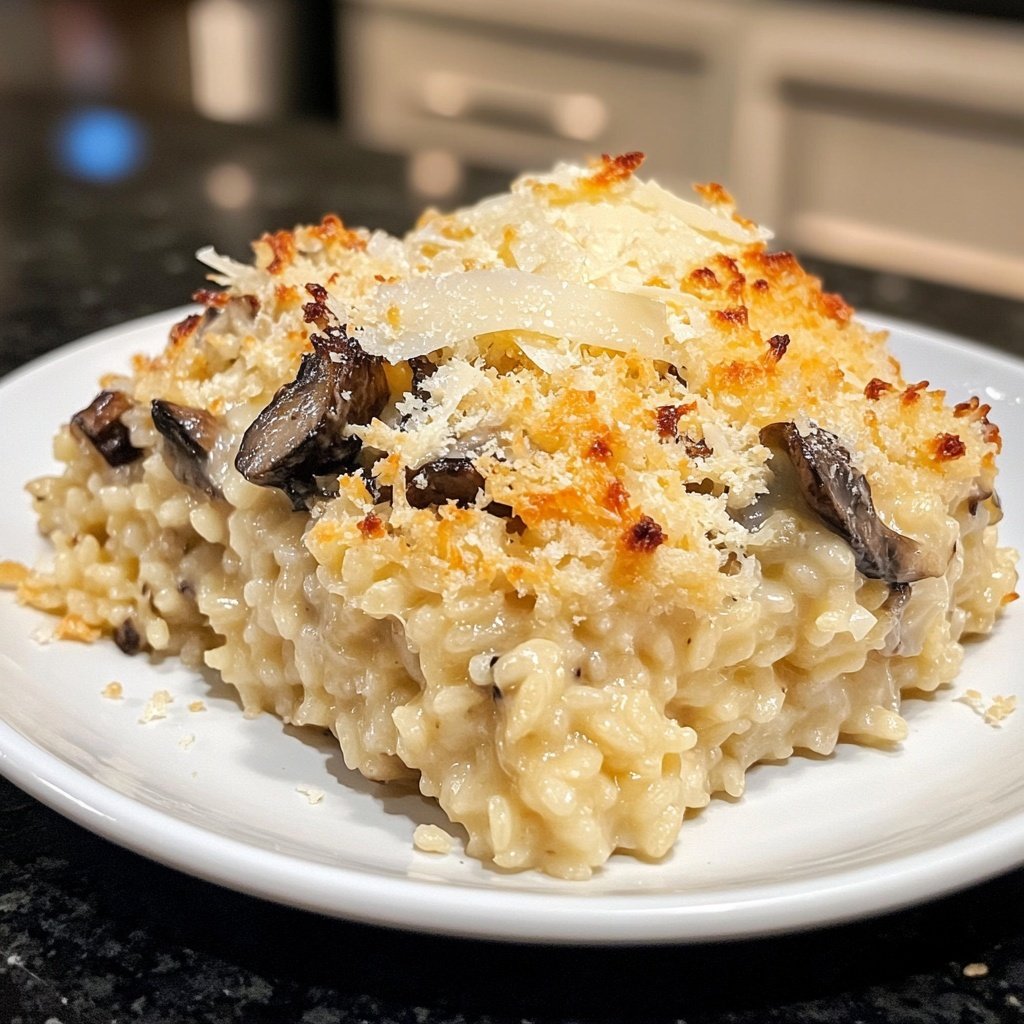 Oven-Baked Risotto with Mushrooms and Parmesan