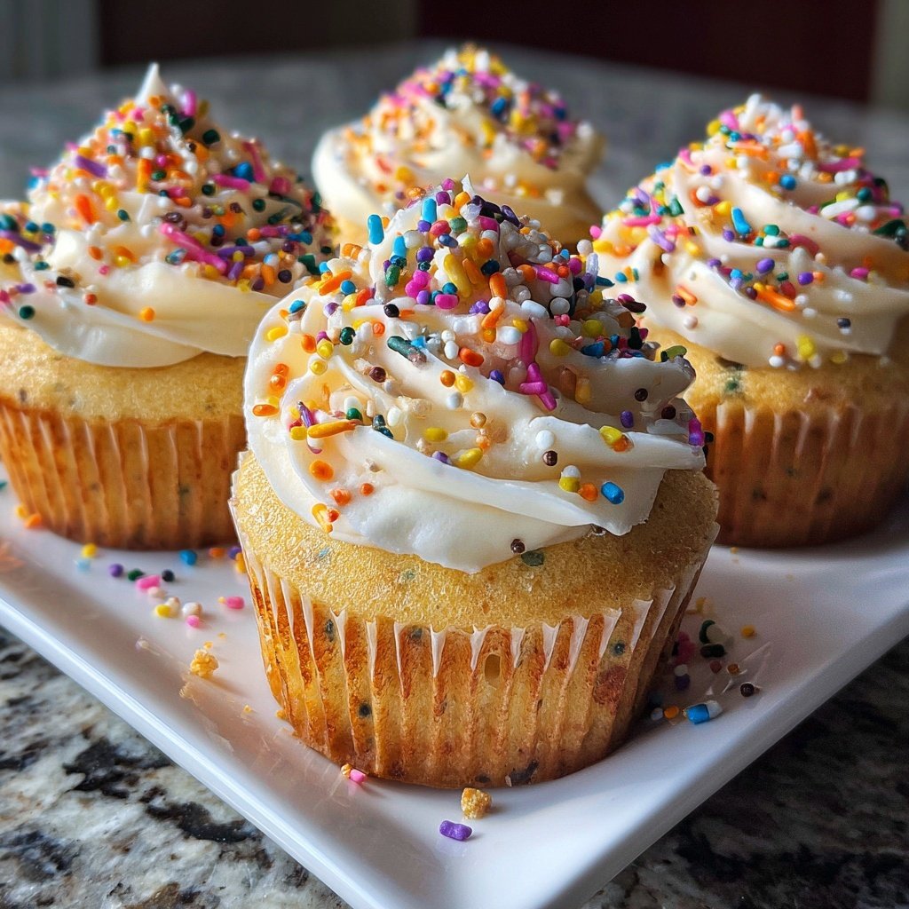 Rainbow Vanilla Sprinkle Cupcakes