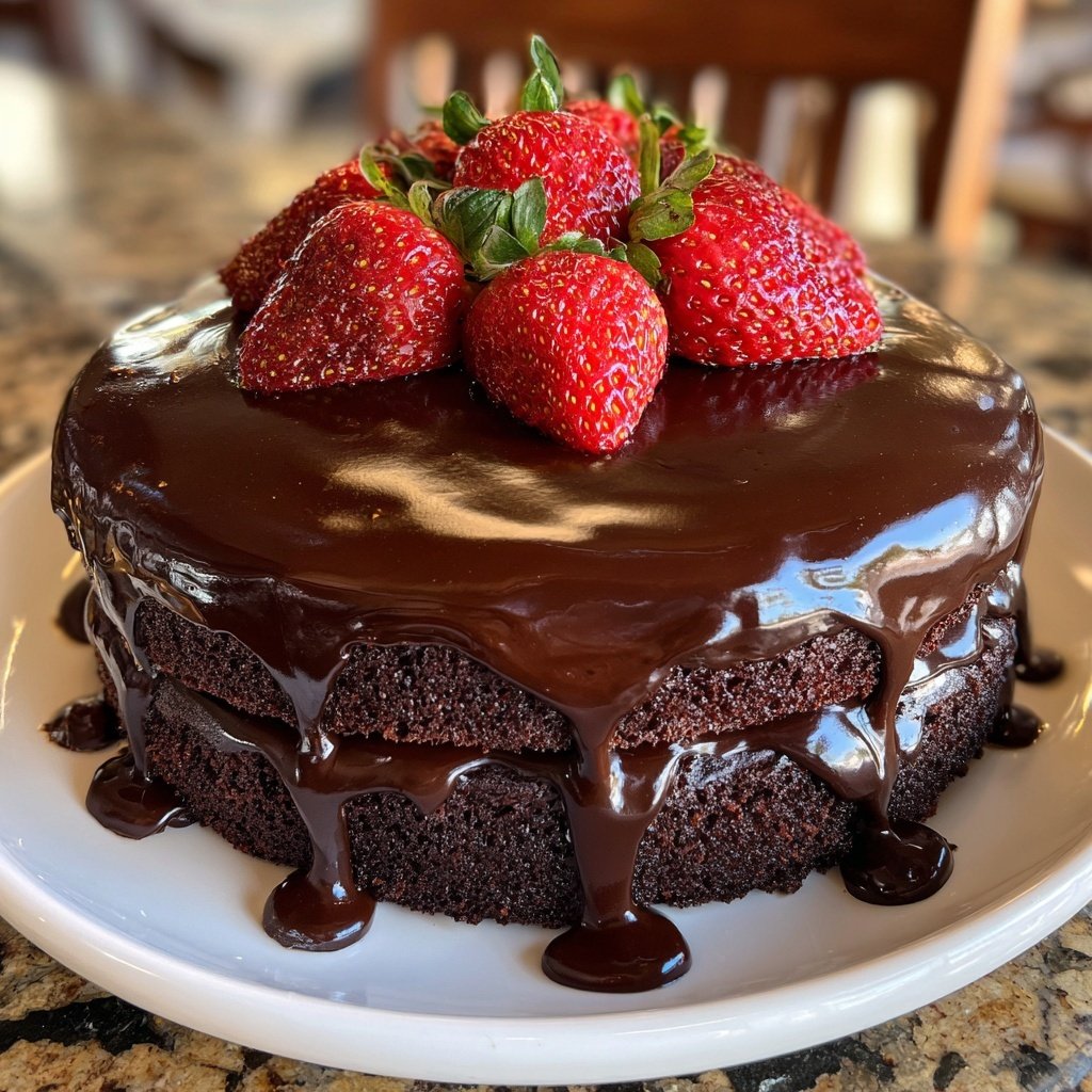 Chocolate Covered Strawberry Galentine's Cake