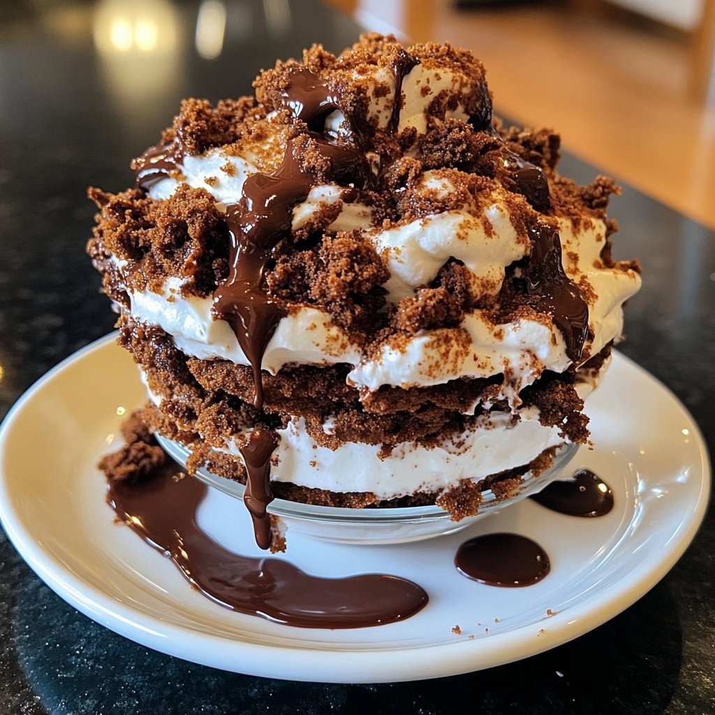 Gingerbread Parfait with Chocolate Sauce